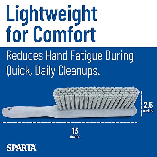 SPARTA Handheld Soft Counter Brush 8 Inch Bristle Span, Multi-Use Dust Brush with 5 Inch Handle for Tables, Countertops, and Delicate Surfaces, Polyester, Gray