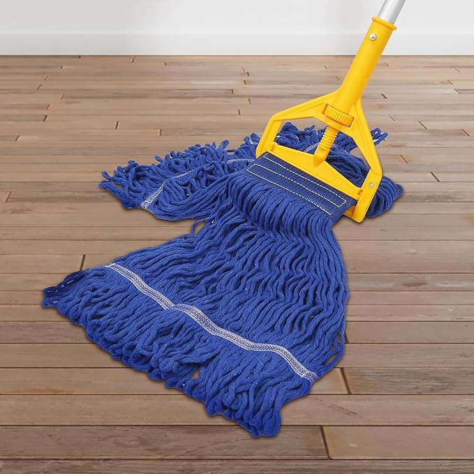 3 Pack 3 Pack Heavy Mop Replace Head，Commerical Replacement Mop Heads Suitable for Heavy Commercial Industrial Residential Areas -Blue Cotton Looped Replace Mop Head (Deep Blue)