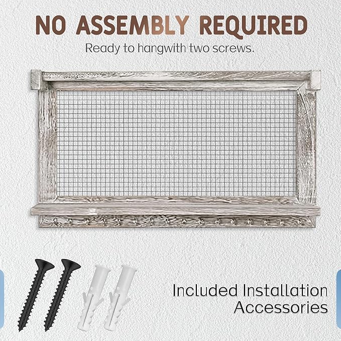 Rustic Wall Mounted Jewelry Organizer with Removable Bracelet Rod & Shelf - Multi-Functional Earring Holder, Necklace Organizer and Bracelet Stand with Hooks for Jewelry Storage and Display (2)