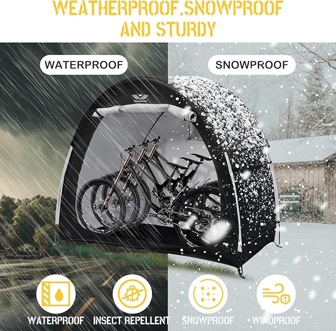 Bike Tent Outdoor Storage Shed, with Rain Cover,Waterproof Zipper,Waterproof Anti-UV 210D Oxford Fabric,Outside Bicycle Storage Shelter Fits for 2-3 Bikes,Motorcycle,Mower,Garden Tools,79"x32"x67"