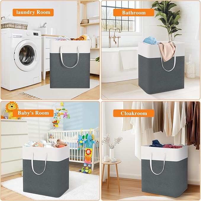 laundry basket 3-Pack, laundry hamper, Hamper with handles, collapsible laundry baskets, Waterproof dirty clothes hamper, Towel Storage for Home or Dorm, 100L-Grey