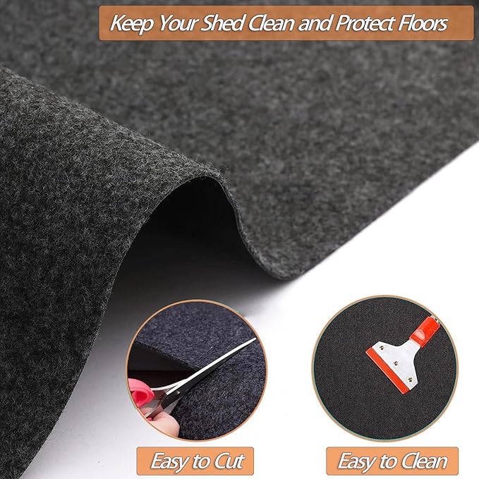 10.2 * 8.2 FT Outdoor Storage Shed Mat, Waterproof Storage Shed Flooring Mat, Anti-Slip Patio Furniture Floor Scratch Prevention Mat, Dustproof Outdoor Carport Mat