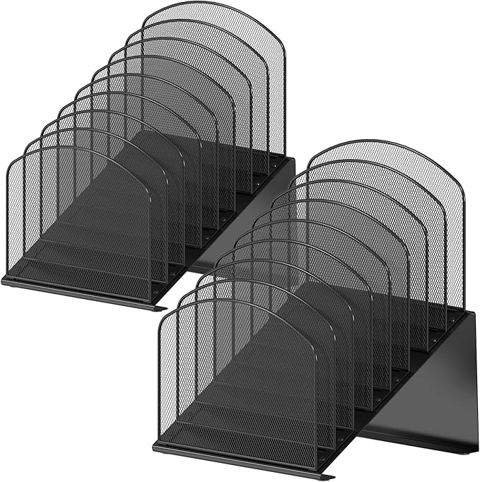 Inclined Desk File Organizer, 8-Section Upright Desk Organizer Standing File Sorter for Office Classroom Desktop Organization