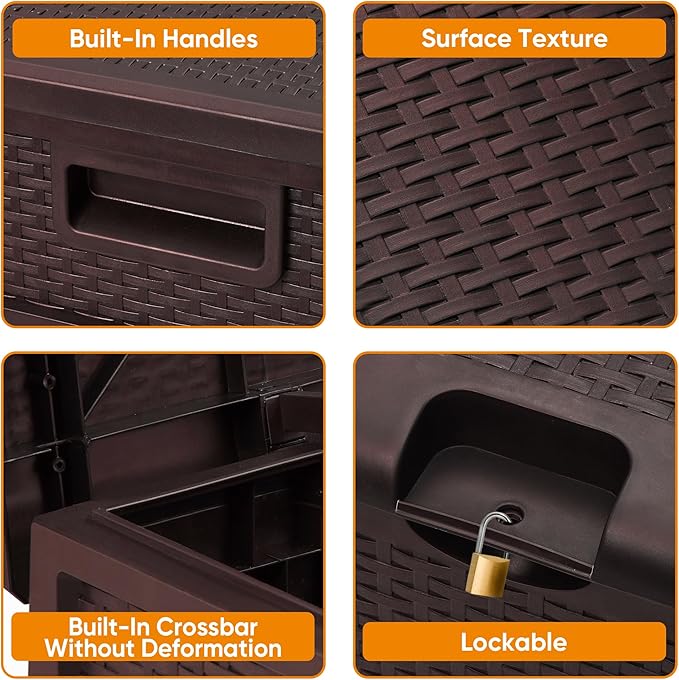 ZYJOYY 100 Gallon Waterproof Large Resin Deck Box, Indoor Outdoor Storage Box Lockabe, Outdoor Organization & Storage Deck Box with Lid for Patio Cushions, Garden Tools, UV Resistant