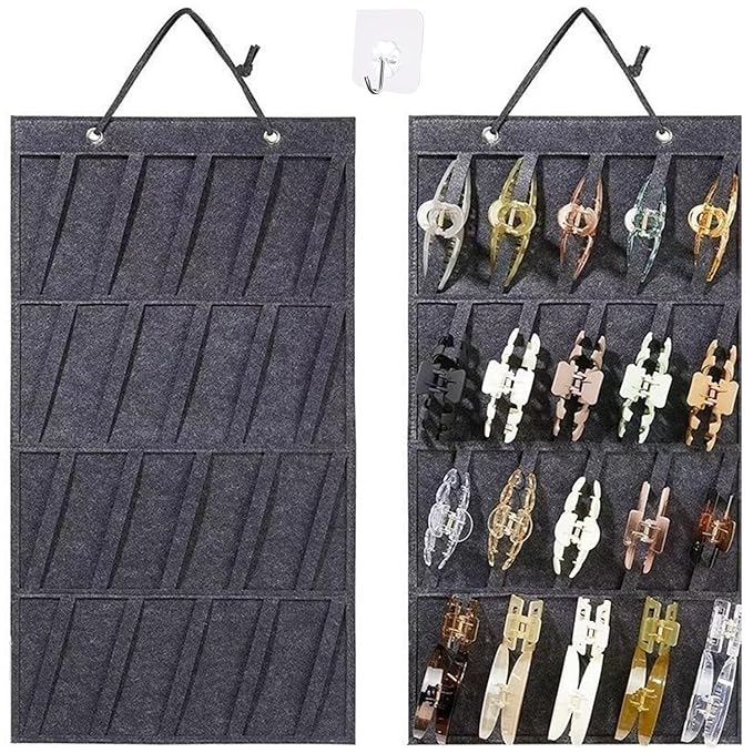 Claw Clip Organizer Wall Decorations Large Claw Clip Storage Rack (Black)
