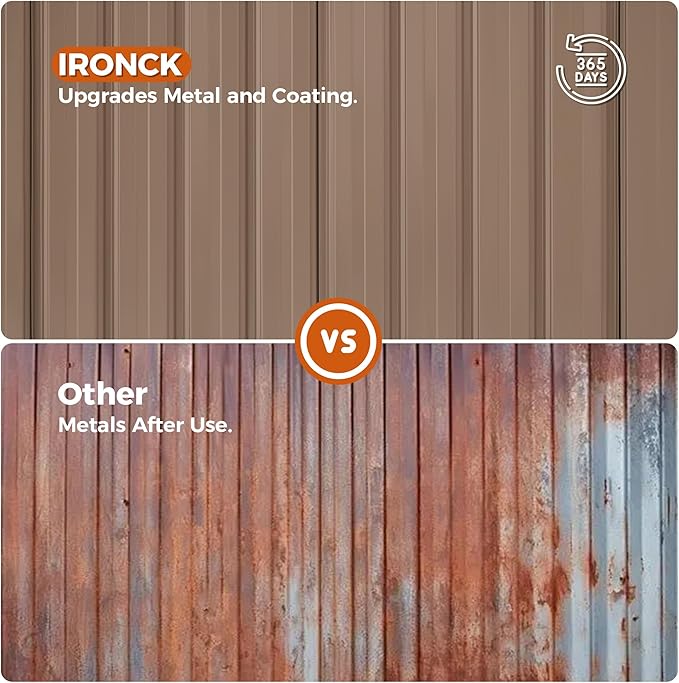 IRONCK 10x12FT Outdoor Storage Shed, Metal Garden Tool Shed with Breathable Vent and Lockable Doors, Outside Storage for Backyard, Poolside, Patio, Brown