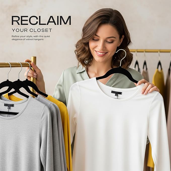 Utopia Home Velvet Hangers 20 Pack - Non-Slip Suit Hangers with 360 Degree Rotatable Hook - for Pants, Coats, Shirts & More (Black)