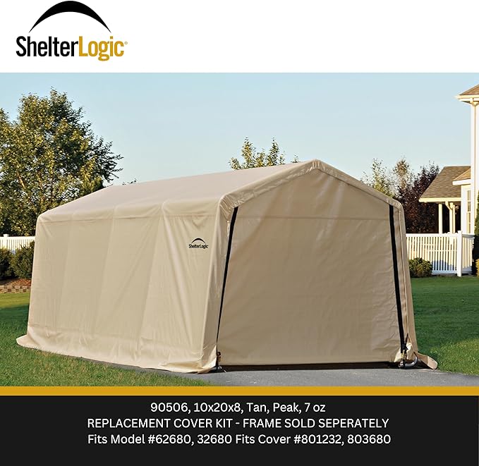 Replacement Cover Kit AutoShelter 10 x 20 ft. for Model 62680, 32680, Tan, 7.5oz, Cover Only, Frame Not Included