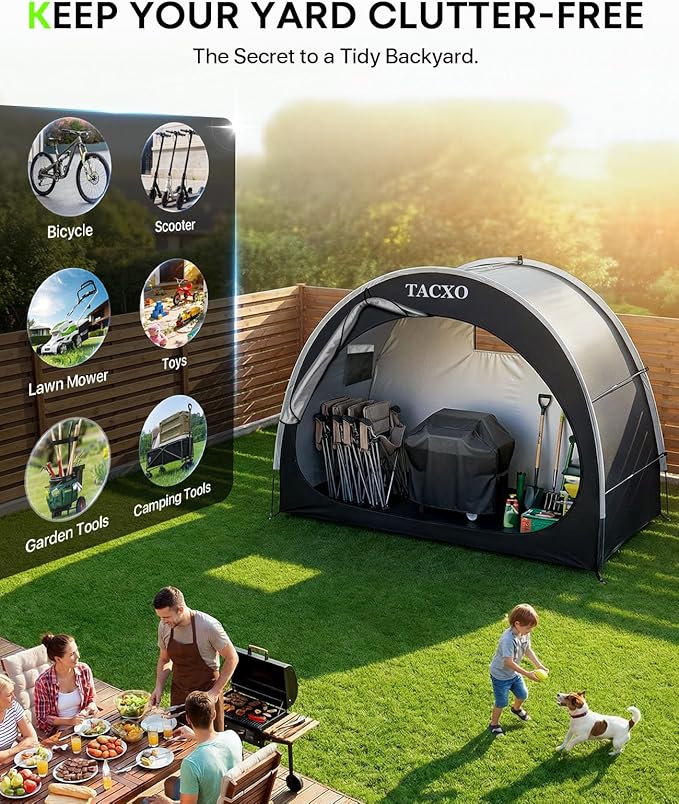 Bike Storage Shed Tent,Bike Cover Waterproof Outdoor Storage Shed with 210D Oxford Fabric PU4000 for 2-3Bikes,Portable Bicycle Shelter for Motorcycle,Garden Tools,Lawn Mower
