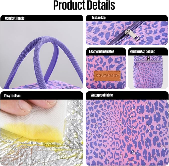 Lunch Bag Women/Men Lunch Box Women/Men (purple leopard)