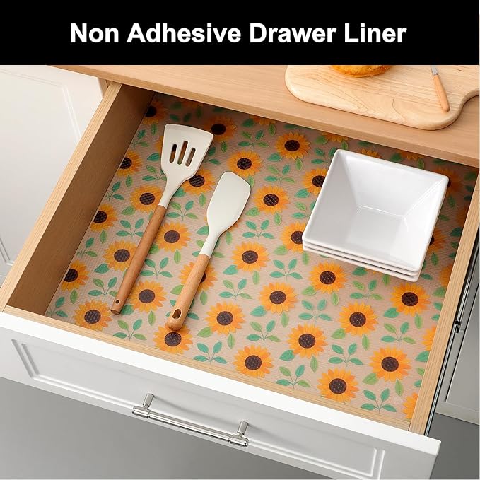 Cooyes Shelf Liner – Premium Non-Adhesive Cabinet & Drawer Liner for Kitchen – Waterproof Shelf Paper with Modern Pattern – Durable EVA Cabinet Mat – Easy to Cut （24" W x 360" L）