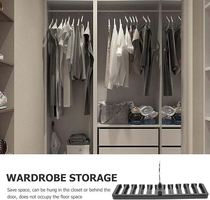 DOITOOL 2pcs Multi-Slot Tie Hanger Rack and Scarf Organizer, Black Metal Belt Rack Hanger for Closet Storage, Space-Saving Accessory Organizer for Wardrobe