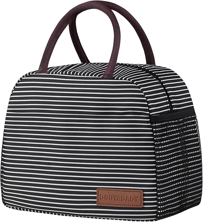 Lunch Bag Women/Men Lunch Box Women/Men (white&black stripe)