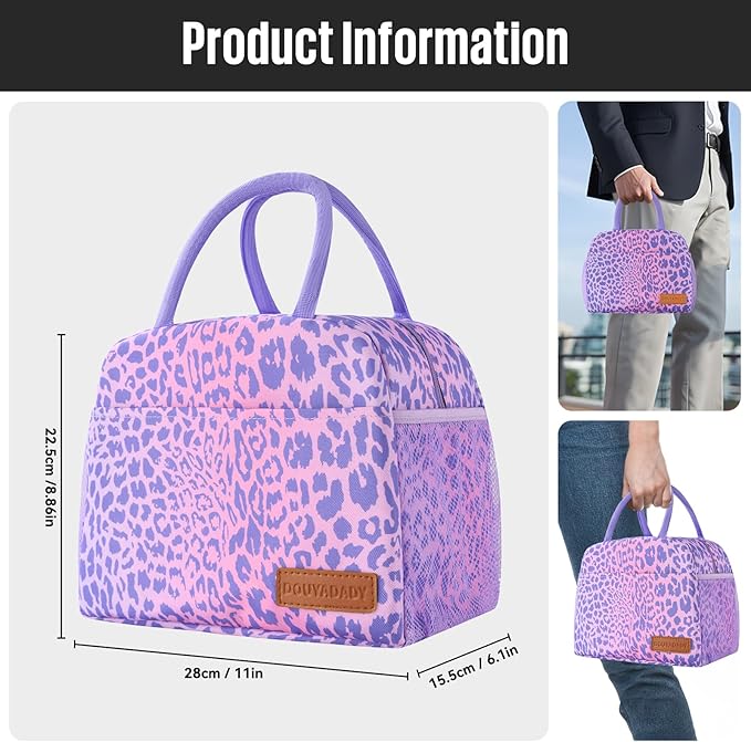 Lunch Bag Women/Men Lunch Box Women/Men (purple leopard)