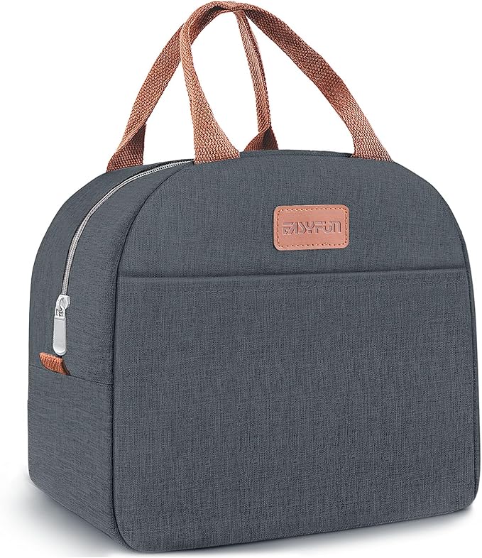 Lunch Bag for Women & Men Adult Insulated Lunch Box, Small Leakproof Cooler Food Lunch Containers Reusable High Capacity Lunch Tote Bags for Work, Travel, Outdoor (Navy Blue)