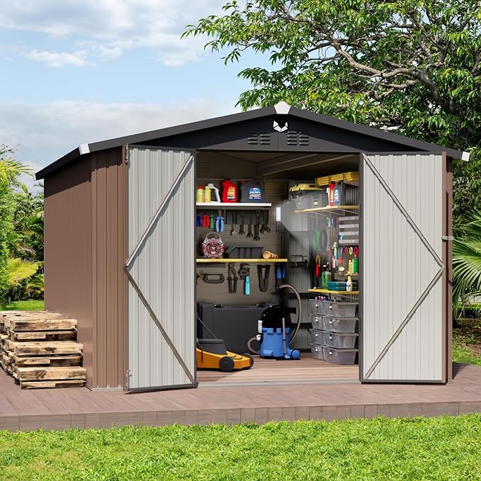 Metal Storage Shed 10x12,Outdoor Storage Building,Large Backyard Sheds,Waterproof Outside Storage Shed with Lockable Door