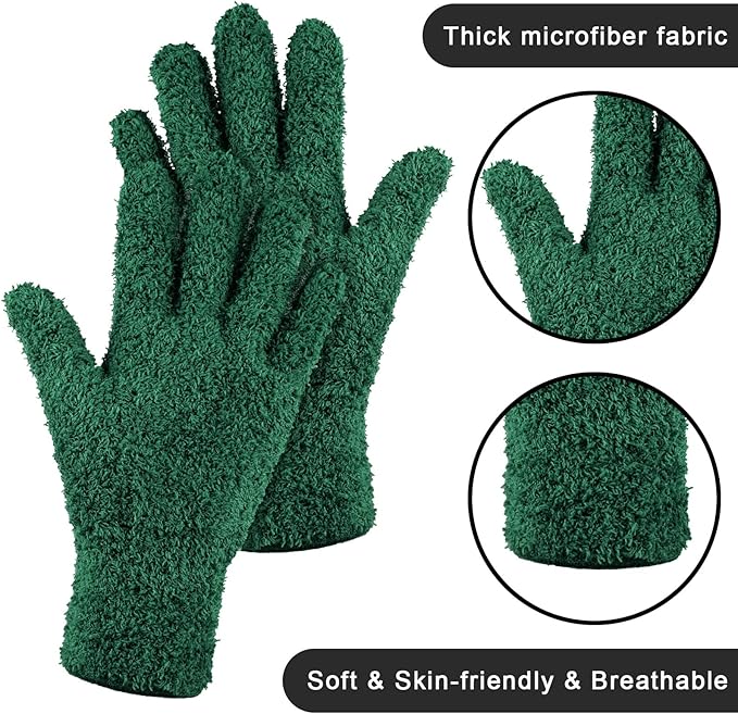 Patelai 3 Pairs Microfiber Plant Dusting Gloves Leaf Cleaning Gloves for Indoor Plants, Blinds, Furniture, House(Small,Brown, Dark Green, Dark Red)