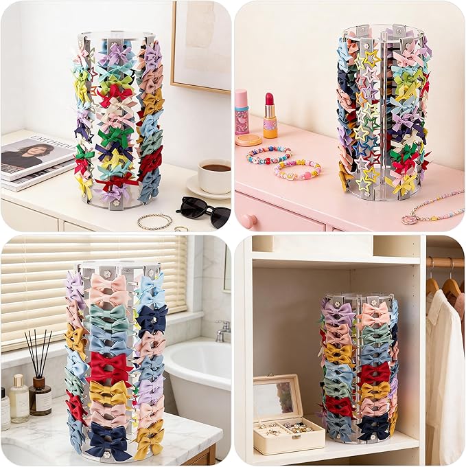 Bow Organizer for Girls - Large Capacity Hair Clip Organizer(Gray)