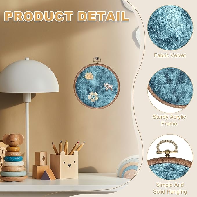 uxcell Round Pin Display Board, Velvet Wall Hanging Brooch Jewelry Display Stand Storage Holder for Enamel Pins Badges Brooches Jewelry, Porous Blue