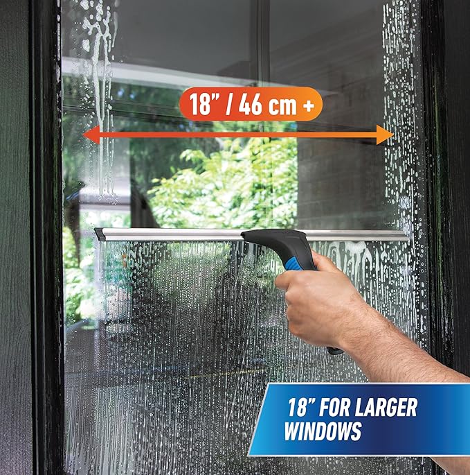 Unger Professional Connect and Clean 18” EZ Change Window & Glass Cleaning Squeegee,Large-and Small Windows,Rubber Blade Tool for Streak-Free Results,Includes 12” Channel,(Pack of 6)