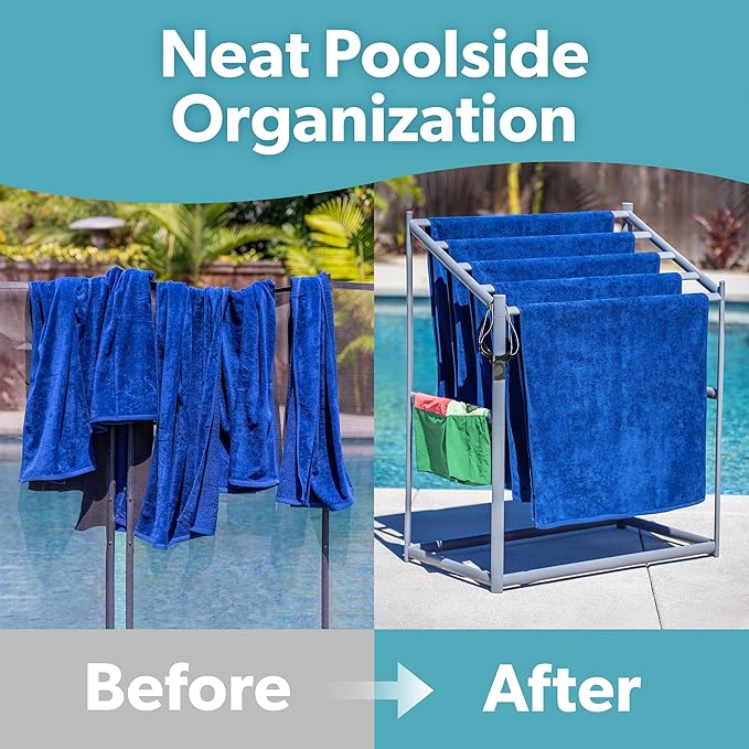Coast Modern Pool Towel Rack – Choose Your Color - Outdoor & Indoor 5 Beach Towel PVC Drying Rack