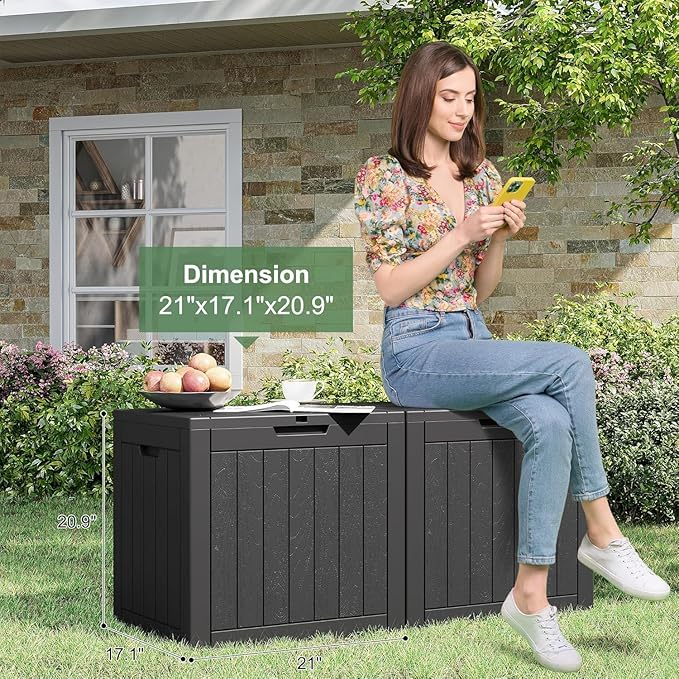 32 Gallon Outdoor Storage Box, Resin Deck Boxes Outdoor Waterproof For Patio Furniture, Garden Tools, Pool Supplies, Lockable And UV Resistant (a Set of 2,Striped Black)