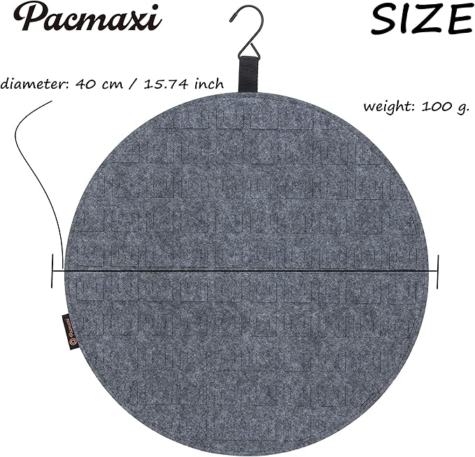 PACMAXI Hanging Brooch Display Holder, Wall Collection Storage Organizer, Cute Pin Banner Case Hold Up to 76 Pins (Grey)