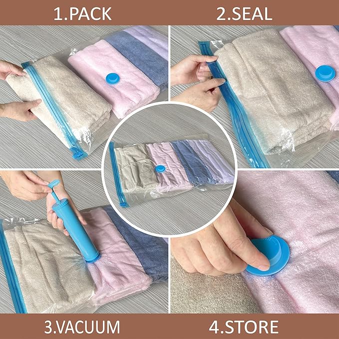 10 Small Vacuum Storage Bags, Small Vacuum Seal Bags for Clothing, Compression Space Saver for Clothes