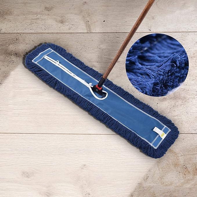 Matthew Cleaning 36'' Industrial Strength Cotton Dust Mop Refill Washable Replacement Heads for Residential & Commercial Use Fit Standard Dust Mop Frames, Hardwood, Laminate, Concrete Floors 12 Pack