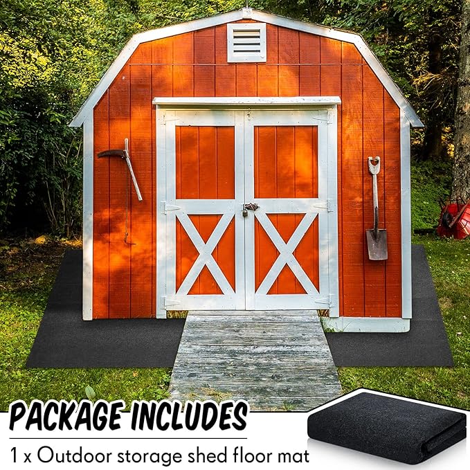 Haull Outdoor Storage Shed Floor Mat Waterproof Outdoor Carport Mat Thickened Soft Patio Furniture Pad Washable with Non Slip Backing, Storage Shed Not Included(10 x 14 ft)