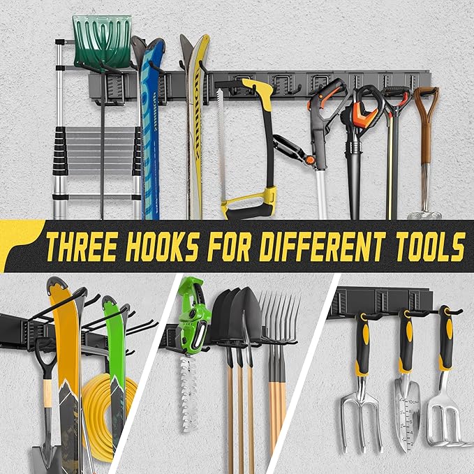 Garage Wall Organizer,15Pack Carries 675 lbs,Garden Tool Organizer 48in With Large Storage Space,Easy Assembly, Sturdy Design,for Efficient Tool Storage Garage Organization | Carries 675 lbs, Easy Assembly, Sturdy Design, Garage Organization