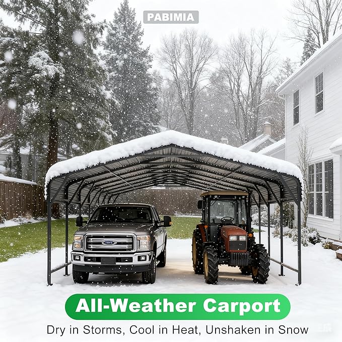 20x40 FT Heavy-Duty Metal Carport, Outdoor Galvanized Steel Shelter for Pickup Trucks, Motorcycles, Boats, Cars & Tractors