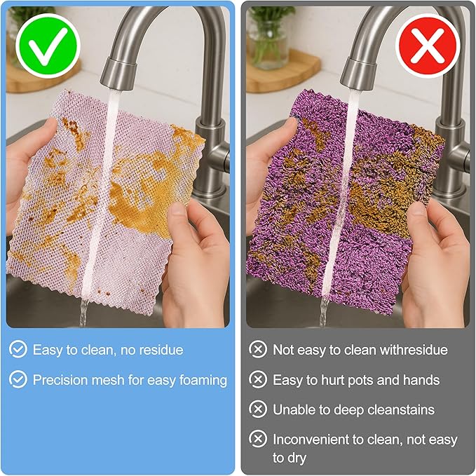 Non-Scratch Steel Wool Dishcloth - 5PC Set, Multi-Use Kitchen Scrubbers, Durable Cleaning Pads for Wet & Dry Use Grey (12pcs)