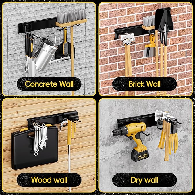 SPECILITE Garage Storages Tool Organizers, Wall Mount Garden Sturdy Rack 48 Inches with Adjustable Heavy Duty Metal Hooks for Yard Shed Max 485lbs