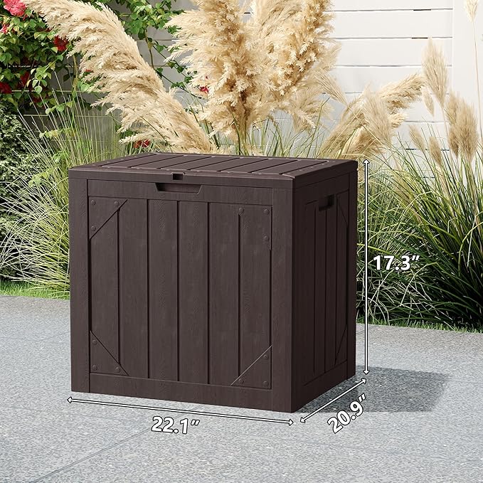 30 Gallon Outdoor Storage Box Waterproof, Lockable Resin Deck Box Large Storage Bin for Patio Furniture Cushion, Garden Tools, Pool Accessories, UV-Resistant Outside Delivery, Brown
