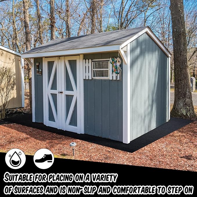 Haull Outdoor Storage Shed Floor Mat Waterproof Outdoor Carport Mat Thickened Soft Patio Furniture Pad Washable with Non Slip Backing, Storage Shed Not Included(4 x 7 ft)