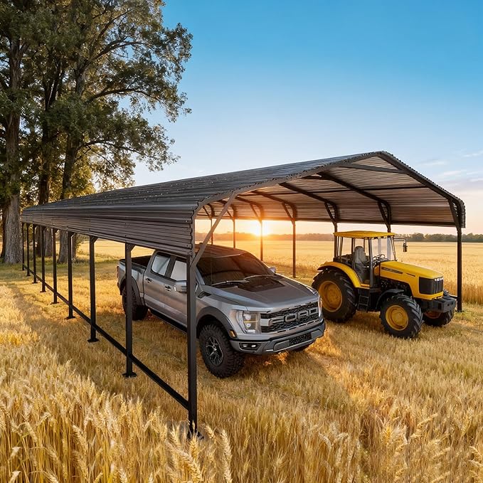 20x40 FT Heavy-Duty Metal Carport, Outdoor Galvanized Steel Shelter for Pickup Trucks, Motorcycles, Boats, Cars & Tractors