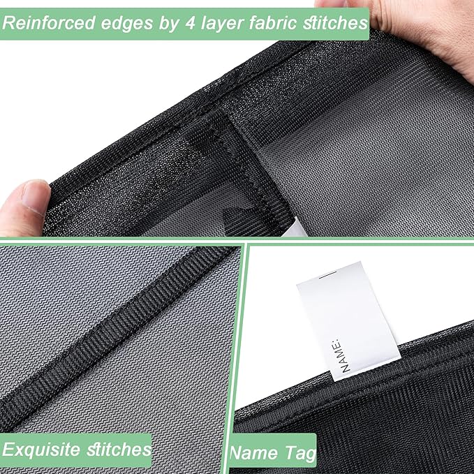2 Pack Mesh XL Laundry Bags,Machine Washable Dirty Clothes Organizer with Drawstring and ID Tag, Large Laundry Hamper Liner Enough to Laundry Essentials forTravel(24"x 36",Black+White)