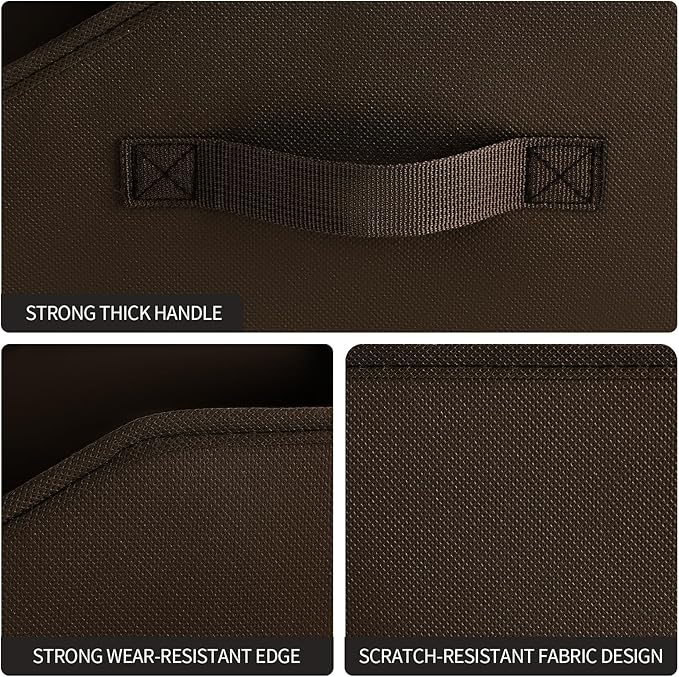 Clothes Organizers and Storage - Fabric Cube Bins with Handles, Storage Baskets for Shelves, Trapezoid Collapsible Boxes for Home, Dorm, Office, 10 Pack, Brown