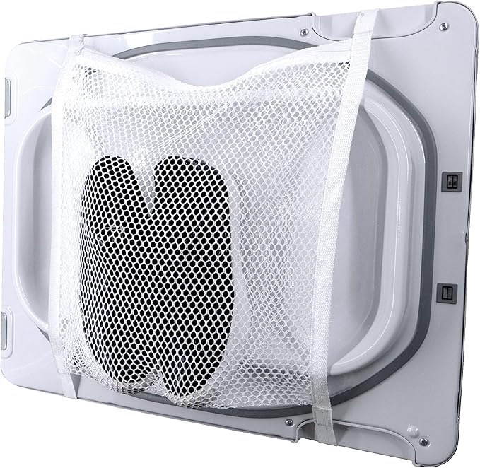 S&T INC. Sneaker Dryer Bag, Dryer Door Shoe Net with Elastic Straps, Sneaker Laundry Bag for Shoes, White, 15.5 Inch x 15.5 Inch, 1 Pack