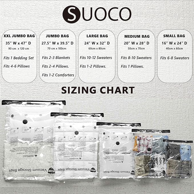 8 Jumbo Vacuum Storage Bags, Compression Packing Seal Space Saver Cubes for Clothing Bedding Comforters Blankets Pillows