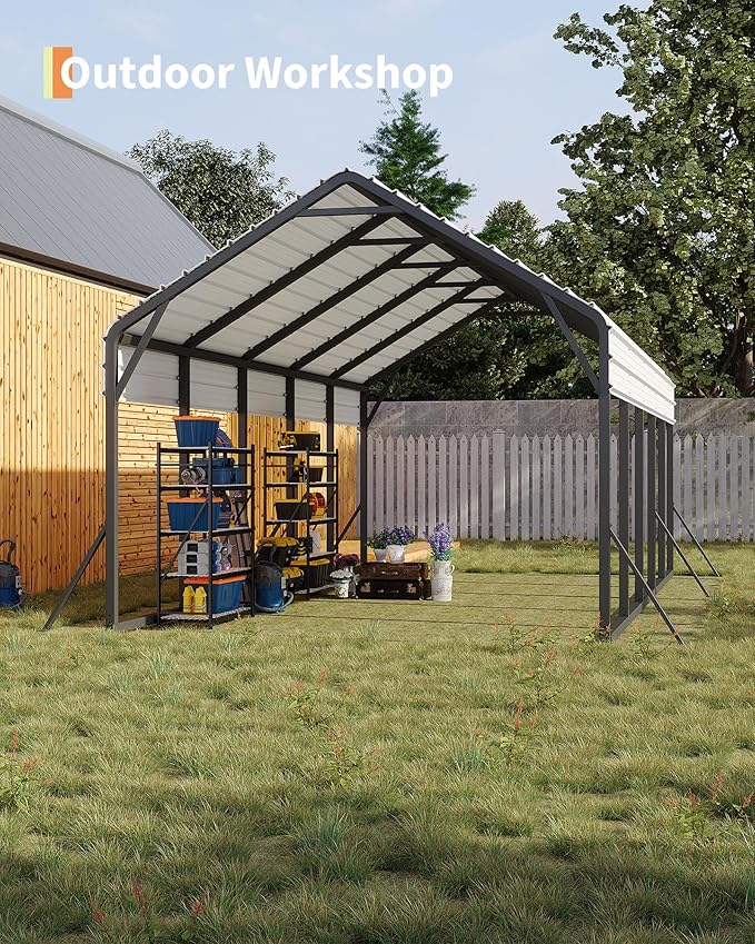 GarveeLife 13x26x11 Ft Oversized Metal Carport, Steel Heavy Duty Car Ports for All-Weather, Tall Carport for Full-Size Pickup Trucks, Boats, and Tractors