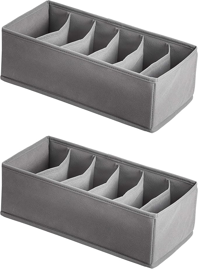 Amazon Basics Underwear Dresser Drawer Organizers, Gray | Pack of 2