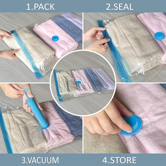 10 Large Vacuum Storage Bags, Large Vacuum Seal Bags for Clothing, Compression Space Saver for Travel Lugggage, Blankets, Comforters