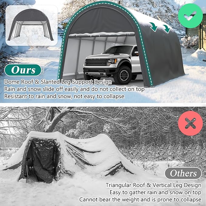 GARTOO Upgrade 12' x 20' Heavy Duty Carport - Extra Large Outdoor Shelter, Portable Garage for Truck Car Auto Motorcycle Boat Outdoor Events Party, Gray
