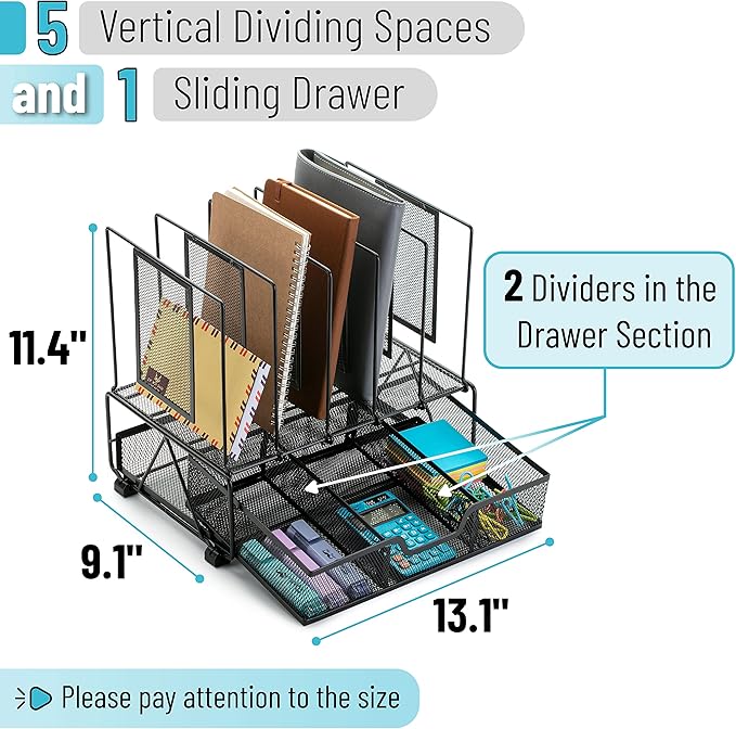 Mr. Pen- Mesh Desk Organizer with Drawer, Office Desk Organizers and Accessories, Desktop & Desk File Organizer