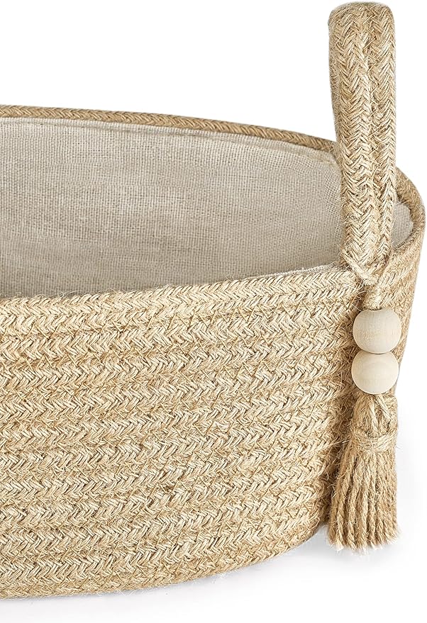 Mkono Small Storage Basket for Toilet Tank Top Boho Bathroom Decor Woven Rope Toilet Paper Tray Organizer for Shelf Bedroom Living Room, Jute, 1 Pack, 15.7" L x 6" W