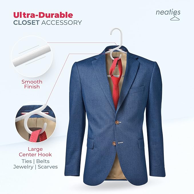 Neaties Heavy Duty Clothes Hangers 6 Pack – Made in The USA – 8lb Capacity Plastic Hangers for Adult Clothing – Durable for Pants, Coats, Jackets, or Jeans – Blue