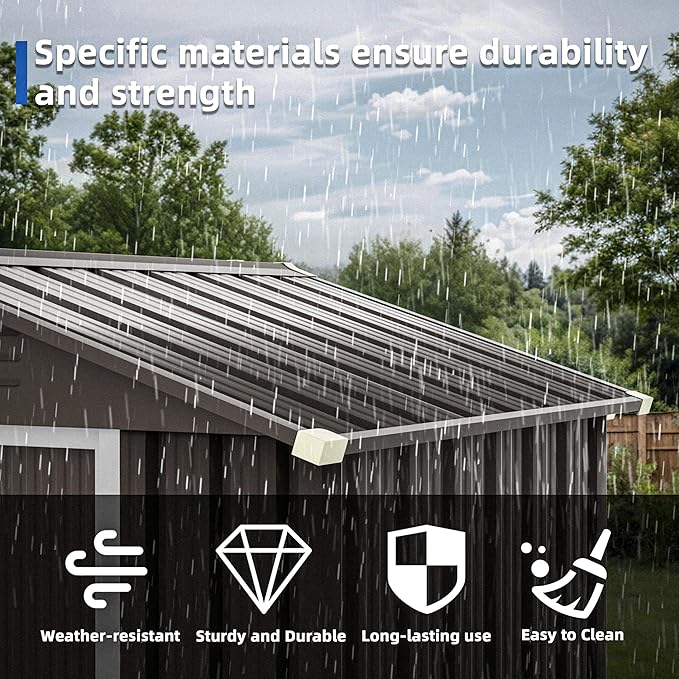 JYQAQA 6x4 FT Outdoor Storage Shed,Waterproof Metal Garden Sheds with Lockable Double Door,Weather Resistant Steel Tool Storage House Shed for Garden,Patio,Lawn, Gray