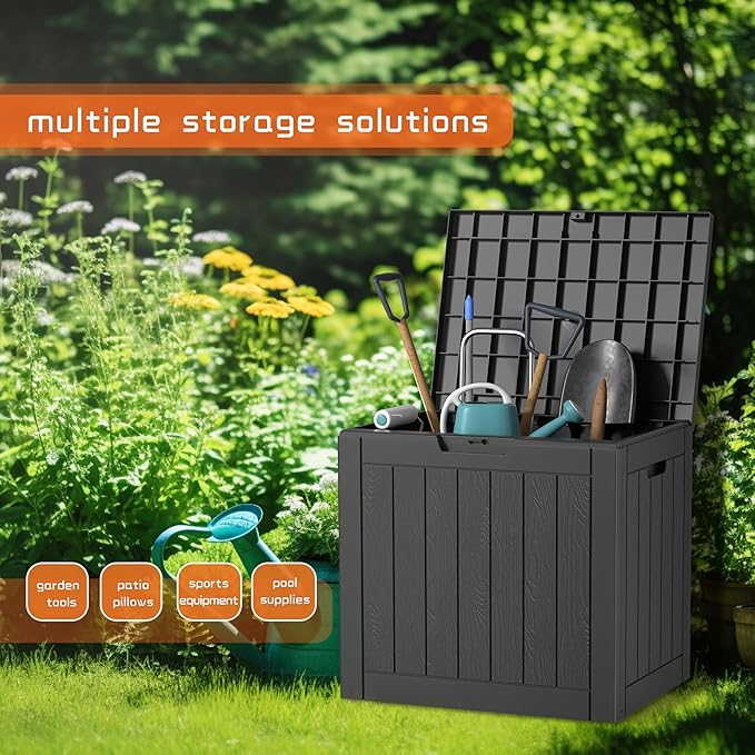 30 Gallon Outdoor Storage Box, Resin Deck Boxes Waterproof, Indoor Outdoor Bin for Package Delivery, Patio Cushions, Gardening Tools, Lockable, UV Resistant